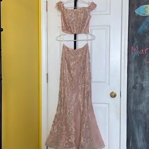 Rose Gold Two-Piece Prom Dress